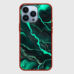 Чехол для iPhone 13 Pro Бирюзовый мрамор, цвет: 3D-красный