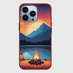 Чехол для iPhone 13 Pro В лесу с палаткой, цвет: 3D-красный
