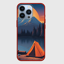 Чехол для iPhone 13 Pro Палатка на берегу озера, цвет: 3D-красный