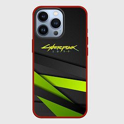 Чехол для iPhone 13 Pro Cyberpunk 2077 stripes line, цвет: 3D-красный