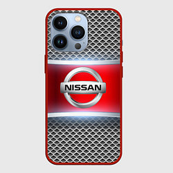 Чехол для iPhone 13 Pro Nissan авто текстура, цвет: 3D-красный