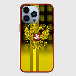 Чехол для iPhone 13 Pro Герб РФ лого текстура, цвет: 3D-красный