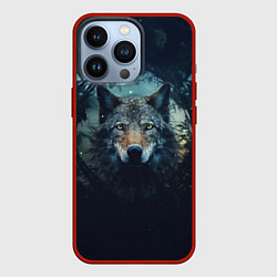 Чехол для iPhone 13 Pro Голова волка, цвет: 3D-красный