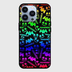 Чехол iPhone 13 Pro Marshmello neon steel pattern