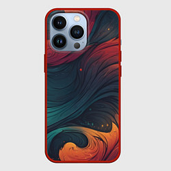 Чехол для iPhone 13 Pro Эбру теплая абстракция, цвет: 3D-красный