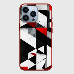 Чехол для iPhone 13 Pro Red and black abstraction on a white background, цвет: 3D-красный