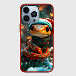 Чехол для iPhone 13 Pro Новогодняя змея у елочки, цвет: 3D-красный