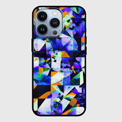 Чехол iPhone 13 Pro Жёлто-синяя тревожная абстракция на белом фоне
