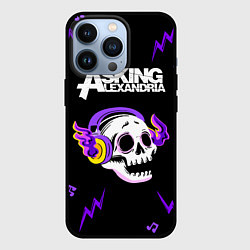 Чехол iPhone 13 Pro Asking Alexandria неоновый череп