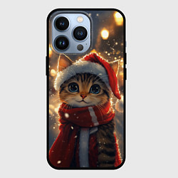 Чехол для iPhone 13 Pro Новогодний котик и фонари, цвет: 3D-черный