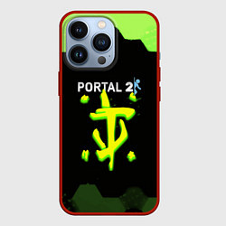 Чехол для iPhone 13 Pro Doom x portal 2 зелёные соты, цвет: 3D-красный