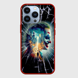 Чехол для iPhone 13 Pro Джокер в мегаполисе - осколки, цвет: 3D-красный
