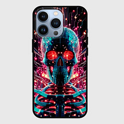 Чехол iPhone 13 Pro Neon cyber skull - ai art fantasy