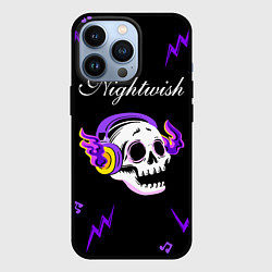 Чехол для iPhone 13 Pro Nightwish неоновый череп, цвет: 3D-черный