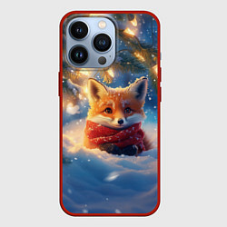 Чехол iPhone 13 Pro Лисица под новогодней елкой