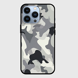 Чехол для iPhone 13 Pro Бело-серый камуфляж, цвет: 3D-черный