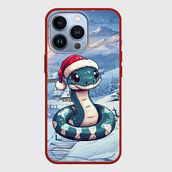 Чехол для iPhone 13 Pro Полосатая новогодняя змейка, цвет: 3D-красный