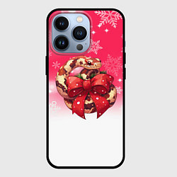 Чехол для iPhone 13 Pro Подарочная змейка на новый год, цвет: 3D-черный