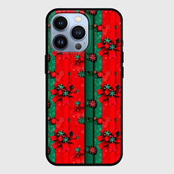 Чехол для iPhone 13 Pro Новогодние подарочные ленты, цвет: 3D-черный