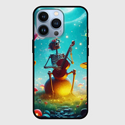 Чехол iPhone 13 Pro Музыкальное трио скелетов дает ночной концерт