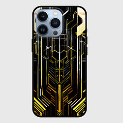 Чехол iPhone 13 Pro Gold lines on a black background