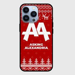 Чехол для iPhone 13 Pro Новогодний Asking Alexandria с оленями, цвет: 3D-черный