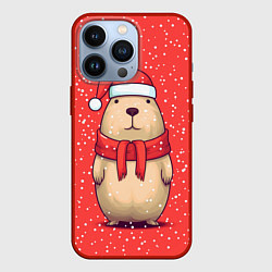 Чехол iPhone 13 Pro Милая рождественская капибапра