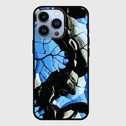 Чехол iPhone 13 Pro Чёрные линии на чёрно-синем фоне