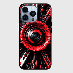 Чехол iPhone 13 Pro Чёрно-красная сфера киберпанк