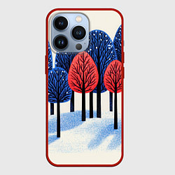 Чехол iPhone 13 Pro Красно-синие елки