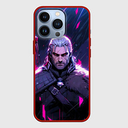 Чехол для iPhone 13 Pro Geralt - neon rain, цвет: 3D-красный
