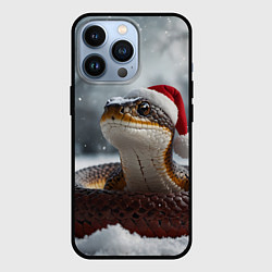 Чехол для iPhone 13 Pro Новогодняя змея на снегу, цвет: 3D-черный