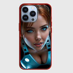 Чехол для iPhone 13 Pro Космонавтка, цвет: 3D-красный