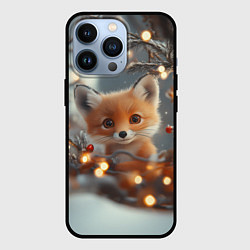 Чехол для iPhone 13 Pro Лисичка и гирлянда, цвет: 3D-черный