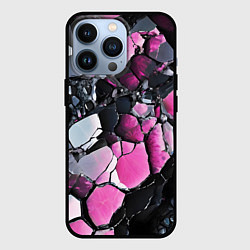 Чехол iPhone 13 Pro Чёрно-розовый камень