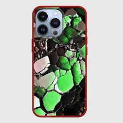 Чехол iPhone 13 Pro Чёрно-зелёный камень