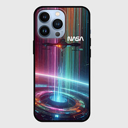 Чехол iPhone 13 Pro Spaceship in the neon cosmos - nasa