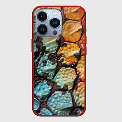 Чехол для iPhone 13 Pro Змеиные чешуйки, цвет: 3D-красный