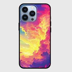 Чехол для iPhone 13 Pro Розовые облака на синем небе, цвет: 3D-черный