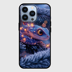 Чехол для iPhone 13 Pro Змея на заснеженной елке, цвет: 3D-черный