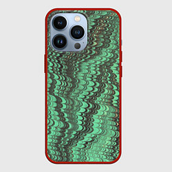 Чехол для iPhone 13 Pro Разводы в зеленом цвете, цвет: 3D-красный