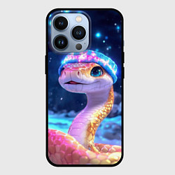 Чехол для iPhone 13 Pro Змея в новогоднем освещении, цвет: 3D-черный