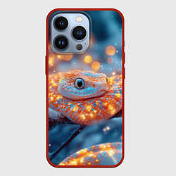 Чехол для iPhone 13 Pro Рыжая блестящая змея, цвет: 3D-красный