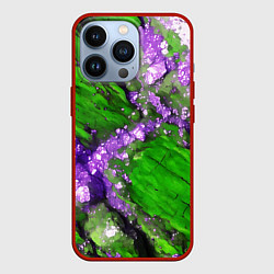 Чехол iPhone 13 Pro Фиолетовый минерал в зелёном камне