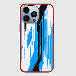 Чехол iPhone 13 Pro Вертикальные чёрно-белые линии на синем фоне