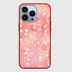 Чехол iPhone 13 Pro Сияние праздничных огоньков на розовом фоне