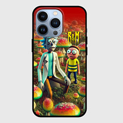 Чехол для iPhone 13 Pro Рик и Морти заблудились в мухоморном поле, цвет: 3D-черный