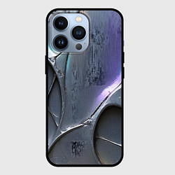 Чехол для iPhone 13 Pro Полированный серебряный металл, цвет: 3D-черный