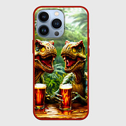 Чехол iPhone 13 Pro Велоцирапторы с пивком
