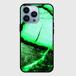 Чехол iPhone 13 Pro Трещины на абстрактном зелёном фоне